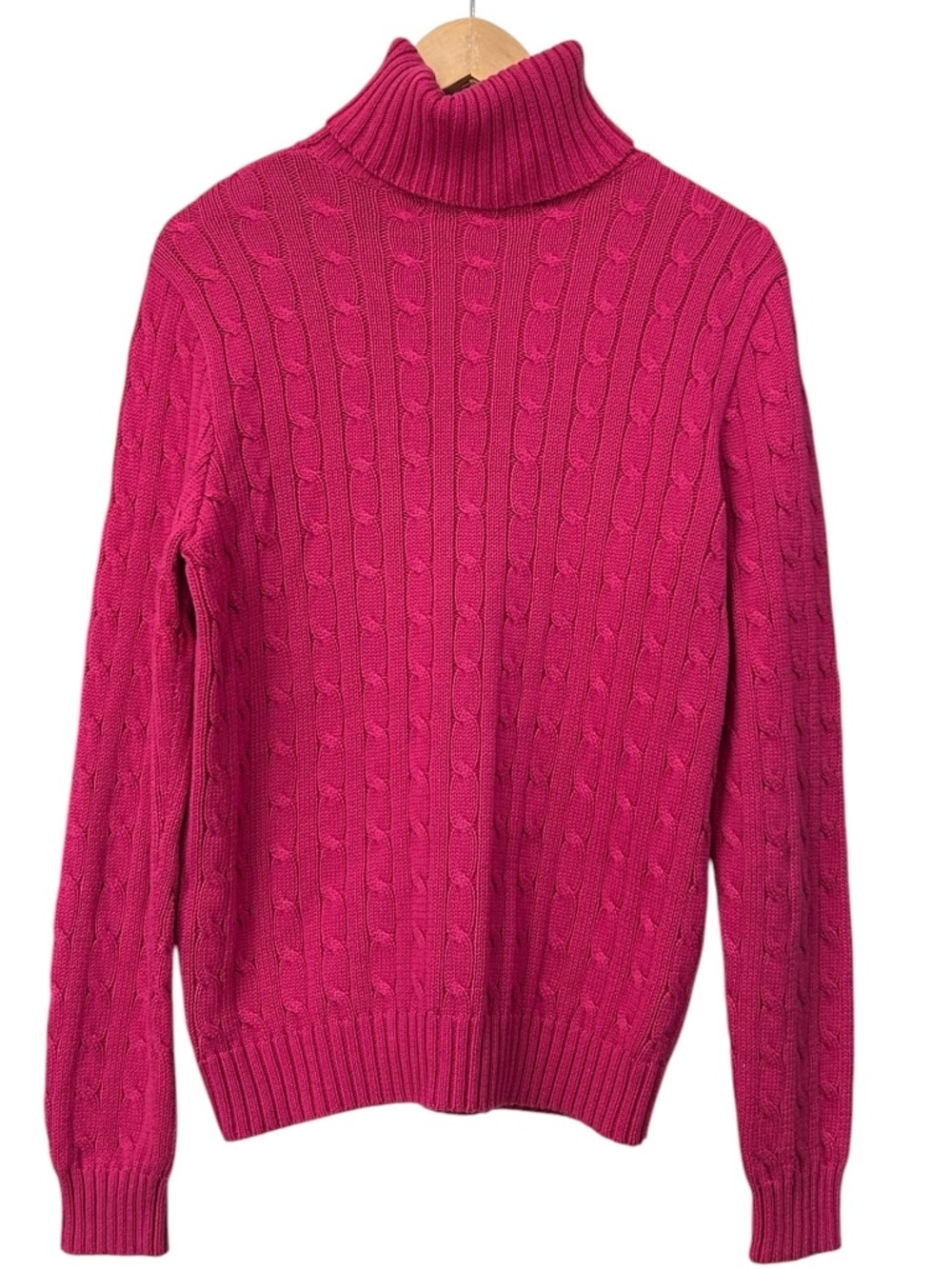 Ralph Lauren Sport Vintage Cable Knit Pink Turtleneck Women's XL - Picture 3 of 16